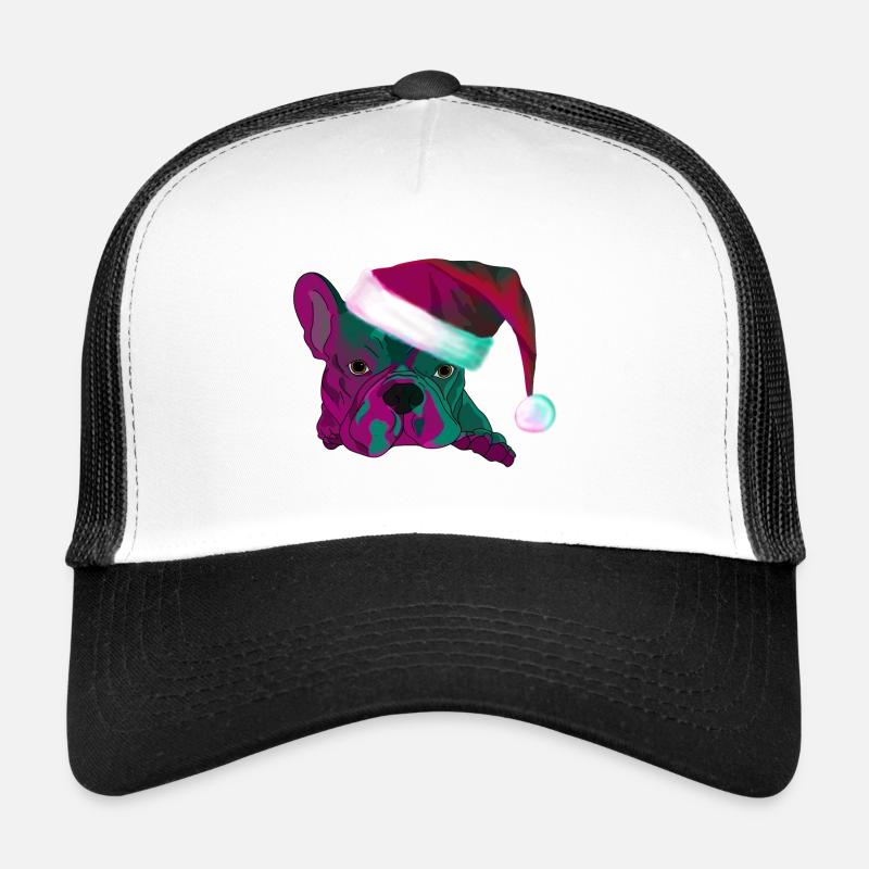 Bouledogue néon avec le Père Noël Casquette trucker 