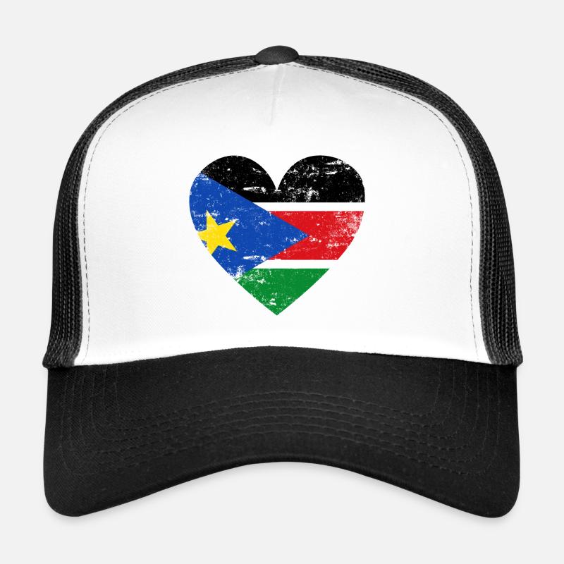 South Sudan Flag Heart Trucker Cap
