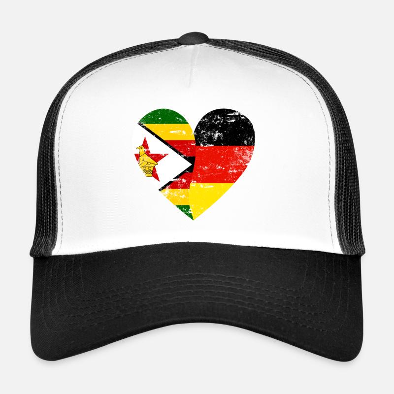 Zimbabwe Germany Flag Heart Trucker Cap