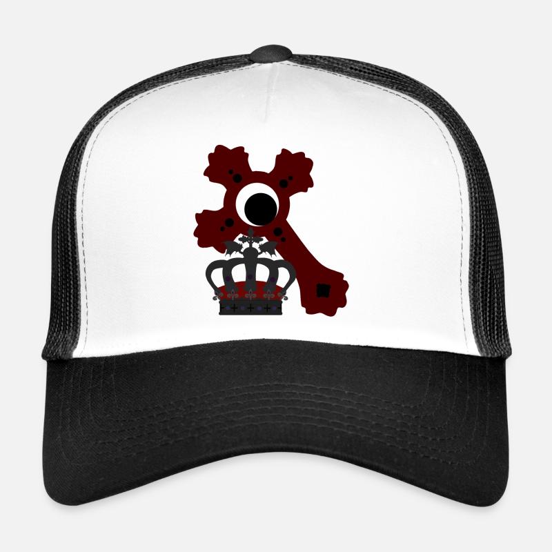 Königs-krone, kreuze, goth, verschenken - Trucker Cap - Weiß/Schwarz