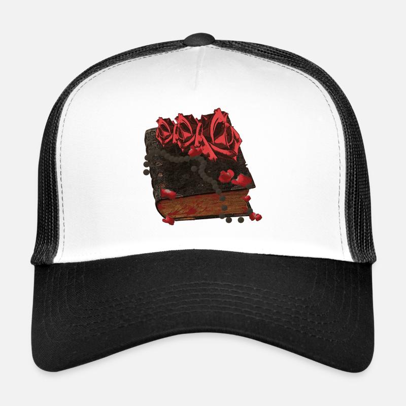 Bücher Design, Blutflecken, Rosenblüten Trucker Cap