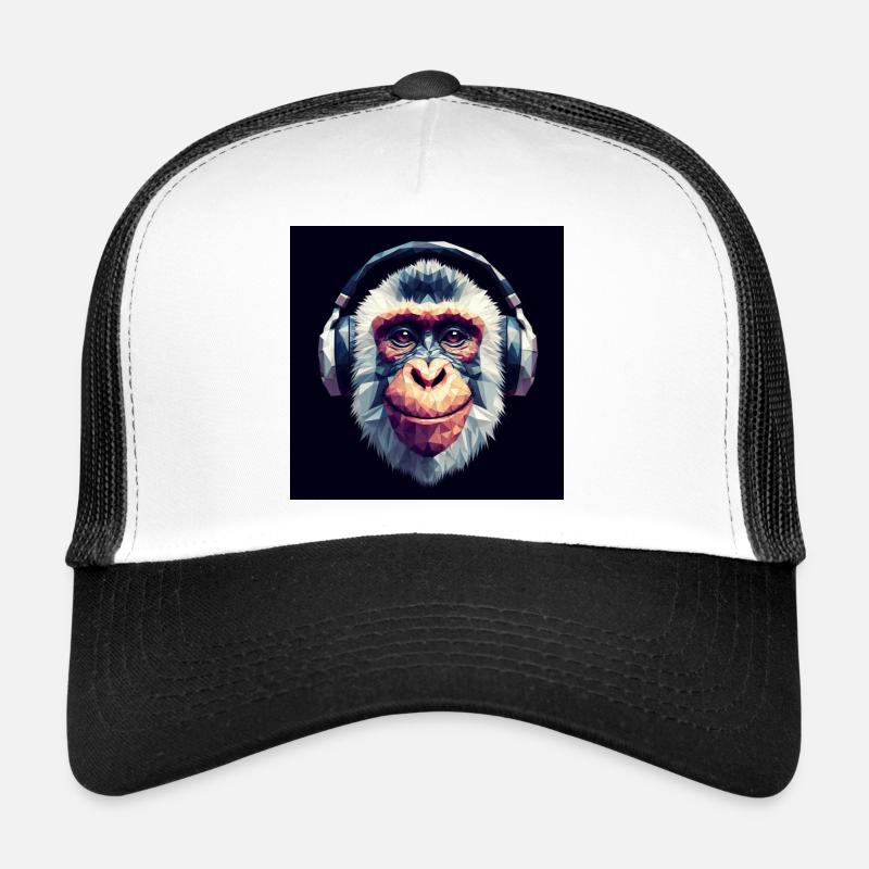 Monkey with headphones Trucker Cap