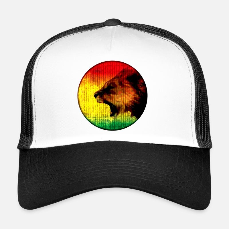 African Lion with Rasta Colors Trucker Cap