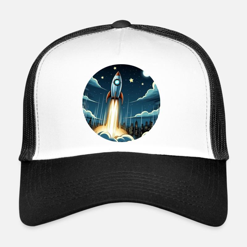Une fusée de dessin animé est lancée dans l’espace Casquette trucker 
