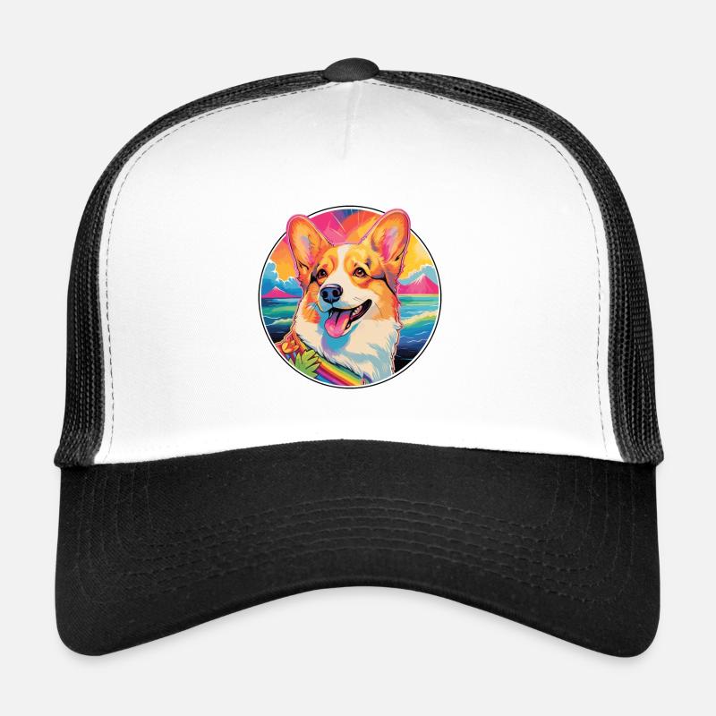 Corgi Hunderasse Bunte Karikatur Aquarell Trucker Cap