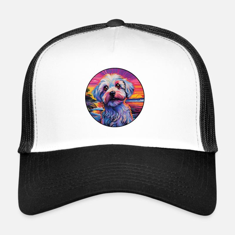 Dandie Dinmont Terrier Hunderasse Bunte Karikatur - Trucker Cap - Weiß/Schwarz