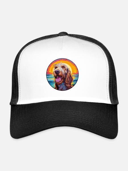Spinone Italiano Race De Chien Coloré Cartoon Waterc - Casquette trucker  - blanc/noir - Devant