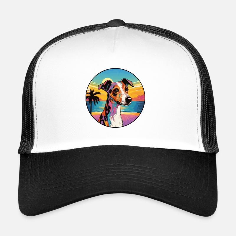 Smooth Fox Terrier Dog Breed Colorful Cartoon Wate Trucker Cap