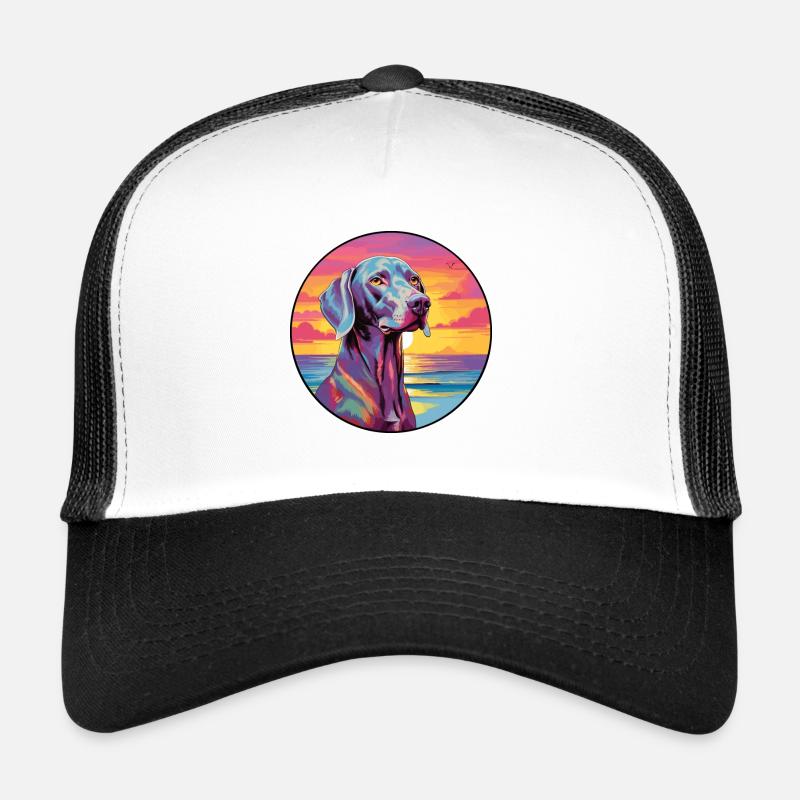 Weimaraner Hunderasse bunte Karikatur Aquarell Trucker Cap