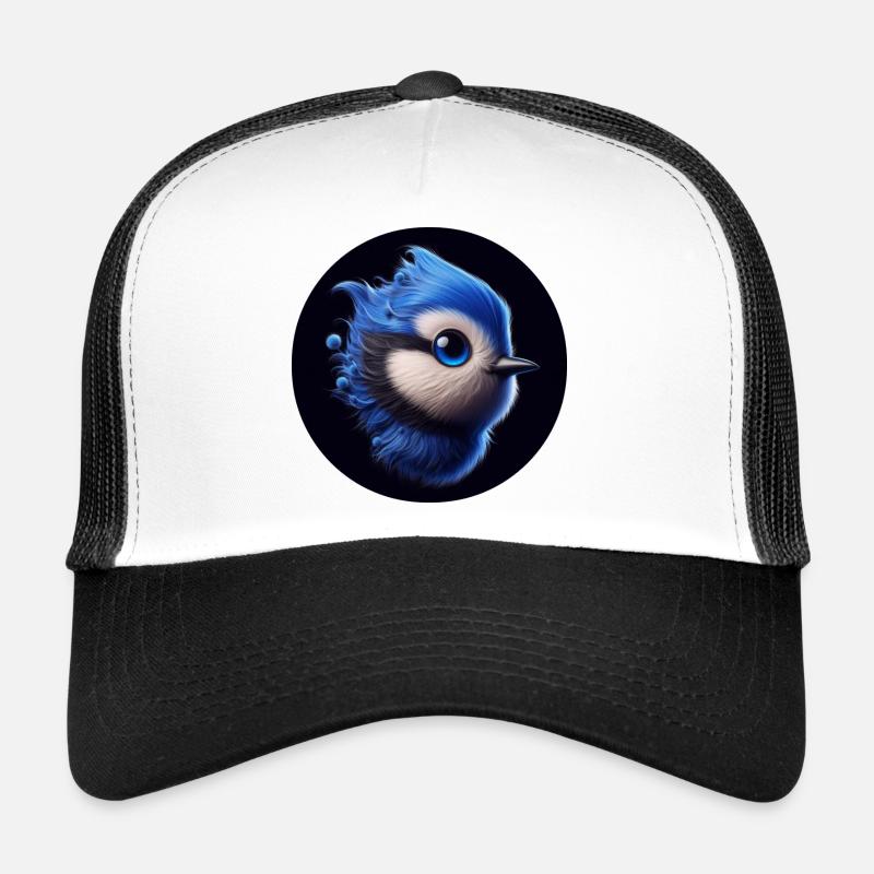 Blauer Vogel im Animationsstil Trucker Cap