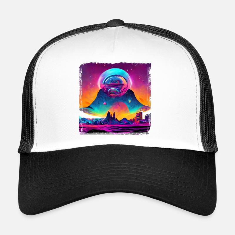 Fantaisie spatiale - Casquette trucker  - blanc/noir