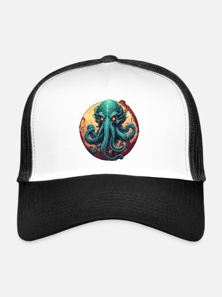 Cthulhu / Demon / Fantasy / Horror / Tentacle - Trucker Cap - white/black - Front