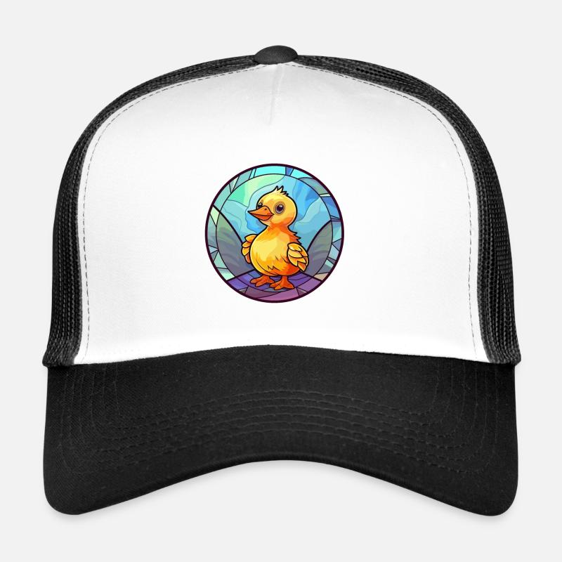 Bébé poussin vitrail coloré dessin animé Kawaii A Casquette trucker 