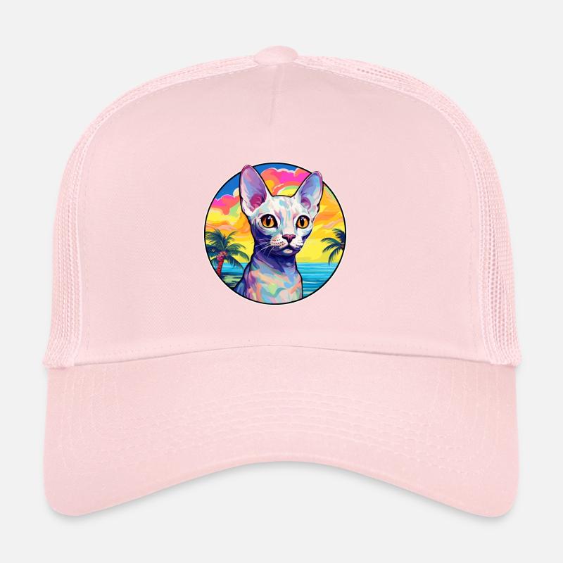 Devon Rex Chat Race Aquarelle Dessin animé Kawaii Animal de compagnie Casquette trucker 