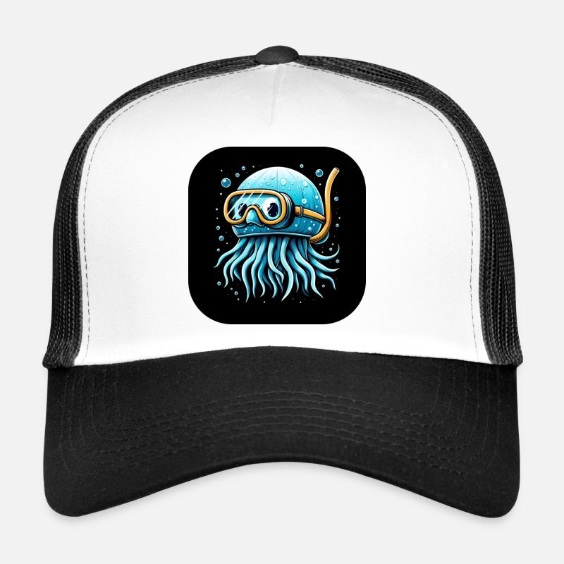 Octopus with Diving Goggles Comic Trucker Cap