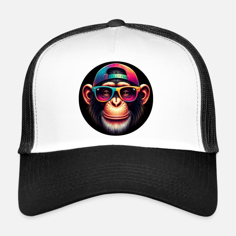 Drôle de singe avec casquette et lunettes Casquette trucker 
