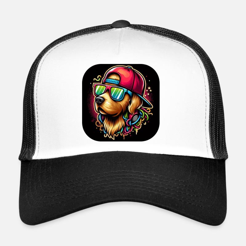 Chien graphique cool avec cappy et lunettes de soleil Casquette trucker 