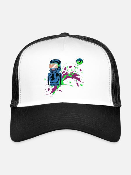 Neon Astronaut Party Design Spraykunst Blickfänger - Trucker Cap - Weiß/Schwarz - Vorne