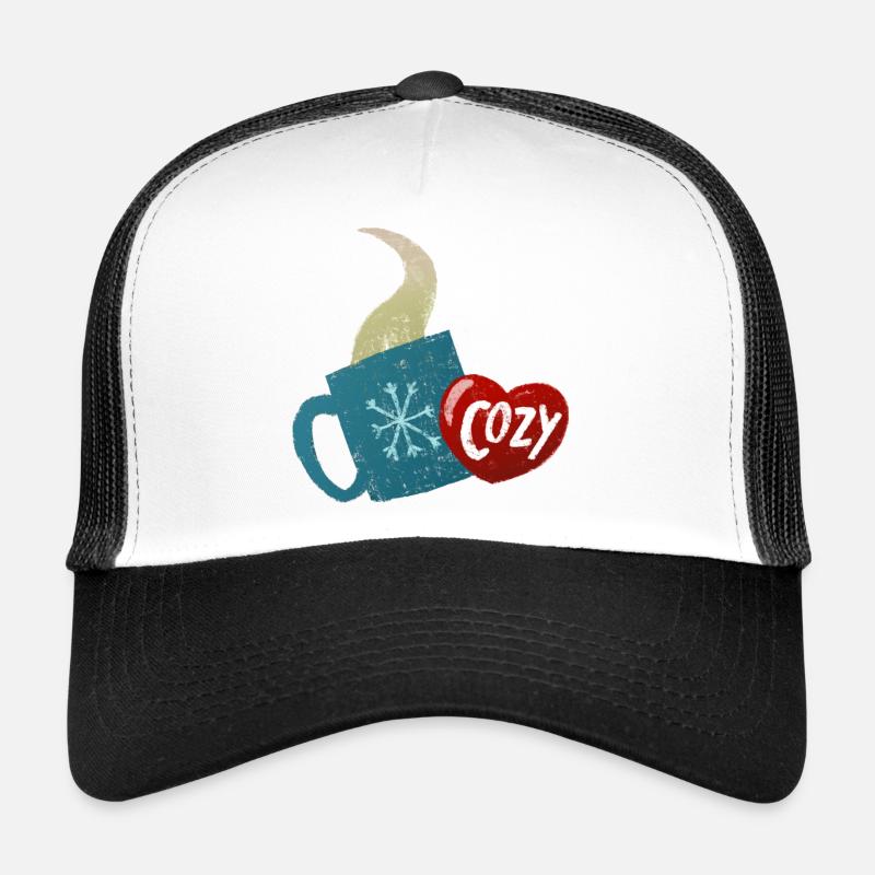 Sticker mug avec thé chaud - Casquette trucker  - blanc/noir