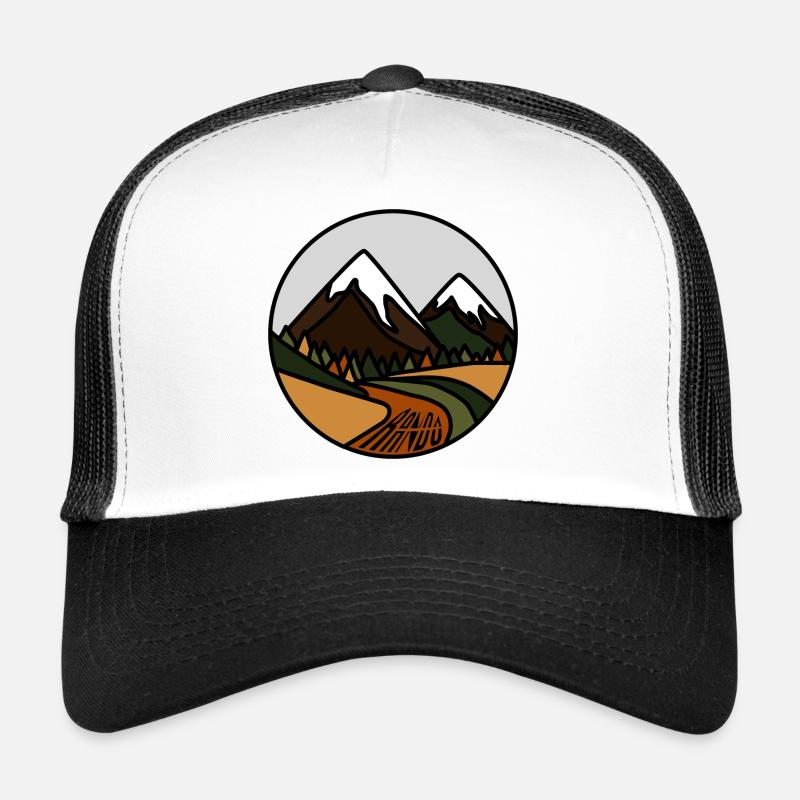 Snow-capped mountains and alpine valley - Trucker Cap - white/black