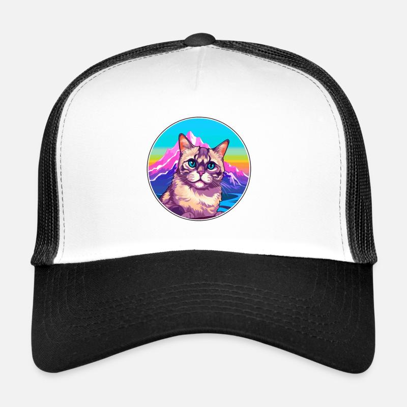 Chypre Chat Coloré Dessin Animé Aquarelle Illustratio Casquette trucker 