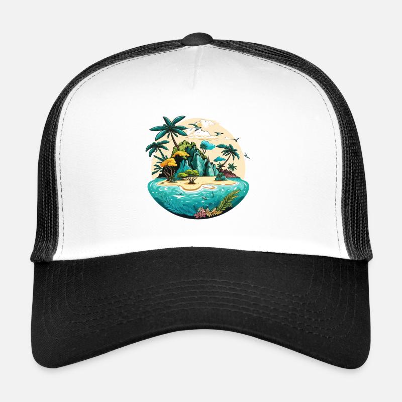 Der Insel-Hopper - Trucker Cap - Weiß/Schwarz