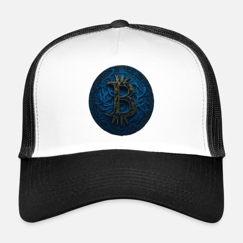 Bitcoin Or Bleu - Casquette trucker  - blanc/noir