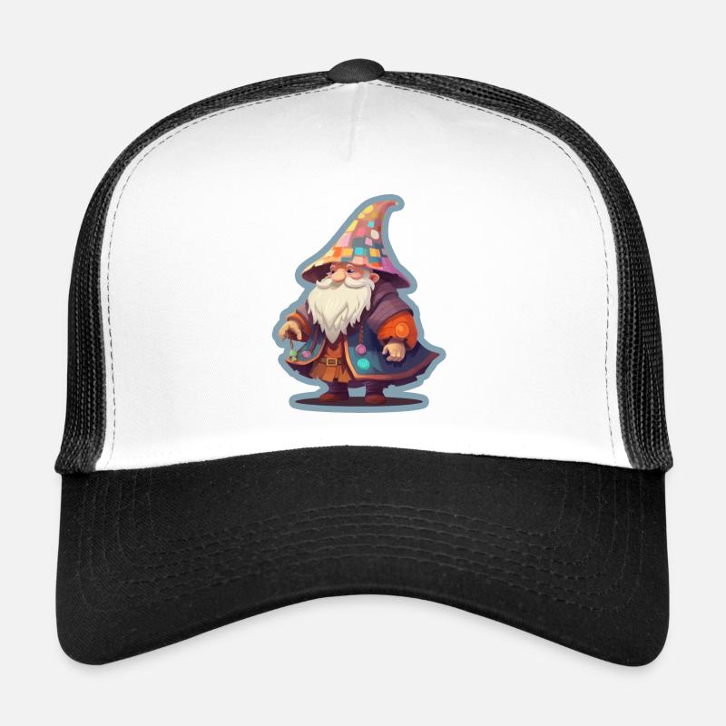 Nain avec un chapeau de magicien patchwork Camise fantastique Casquette trucker 