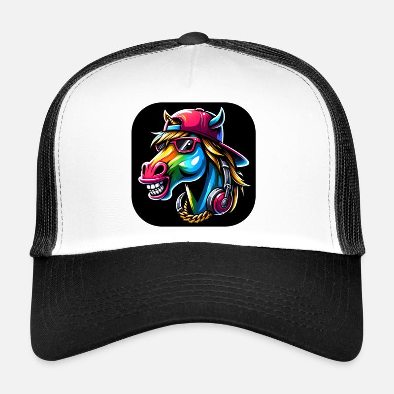 Dessin animé Cheval Rappeur Coloré Casquette trucker 