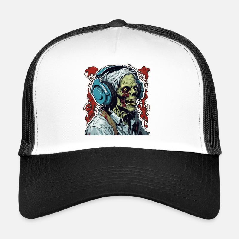 Kopfhörer / Audio / Musik / Klang / Zombie / cool - Trucker Cap - Weiß/Schwarz