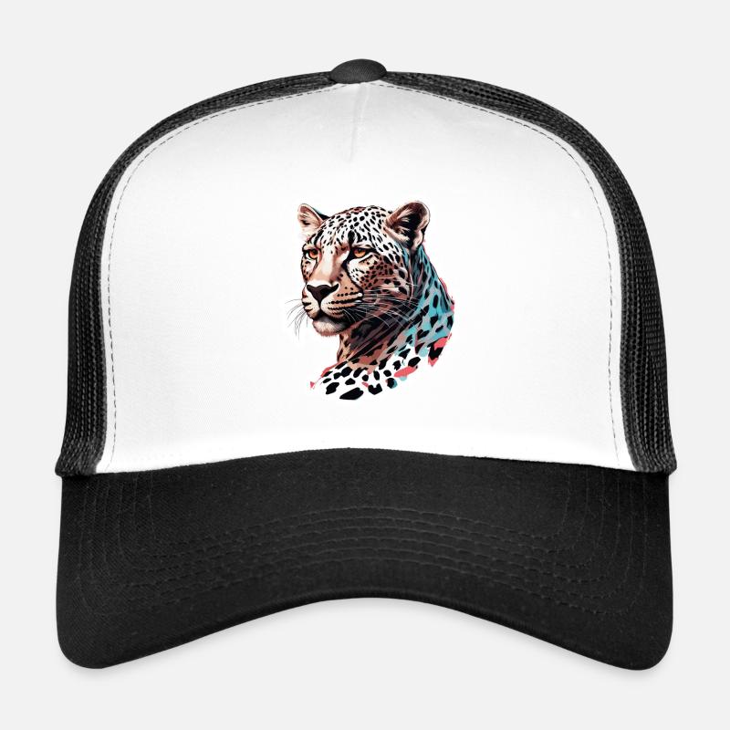 Leopard / Gepard / Tier / Animal Print / Muster - Trucker Cap - Weiß/Schwarz