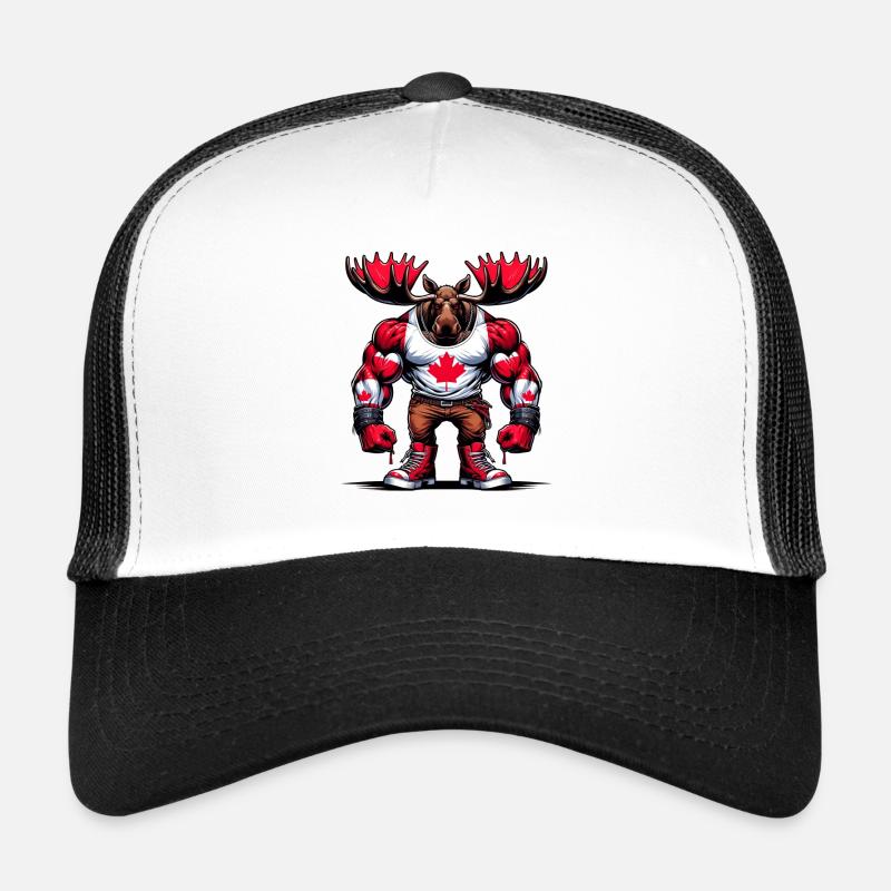 Wapiti du Canada avec drapeau national Casquette trucker 