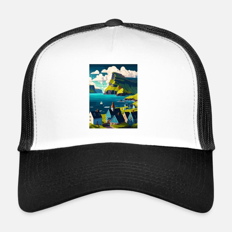 Île Féroé Danemark Les îles Affiche de voyage Casquette trucker 