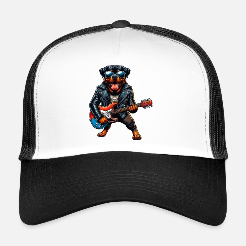 Design de guitare pour chien Rottweiler Casquette trucker 