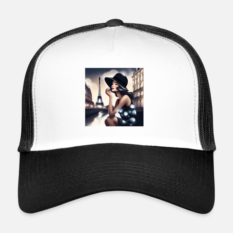 Paris, j'aime Paris, Pasienne - Casquette trucker  - blanc/noir