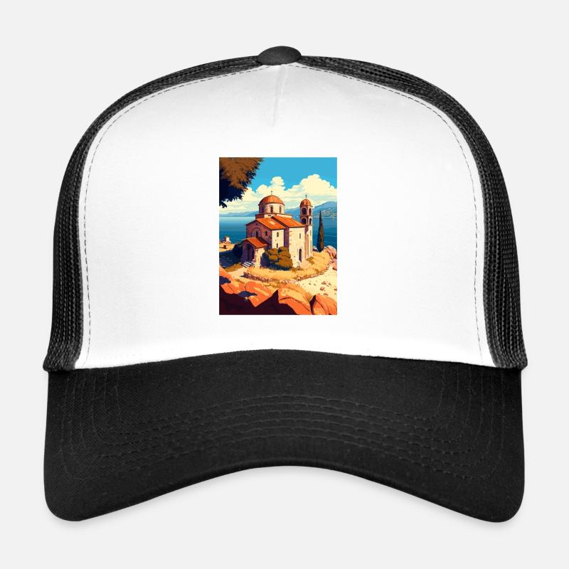 Église du lac de l’île d’Ohrid de Saint-Jean-de-Macédoine Casquette trucker 