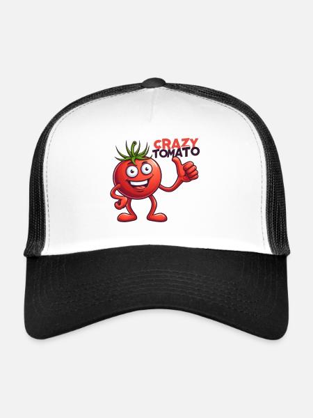 Crazy Veggies: Tomato with Thumbs Up - Trucker Cap - white/black - Front