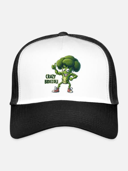 Légumes fous : Brocoli Calisthenics Pro Thumbs Up - Casquette trucker  - blanc/noir - Devant