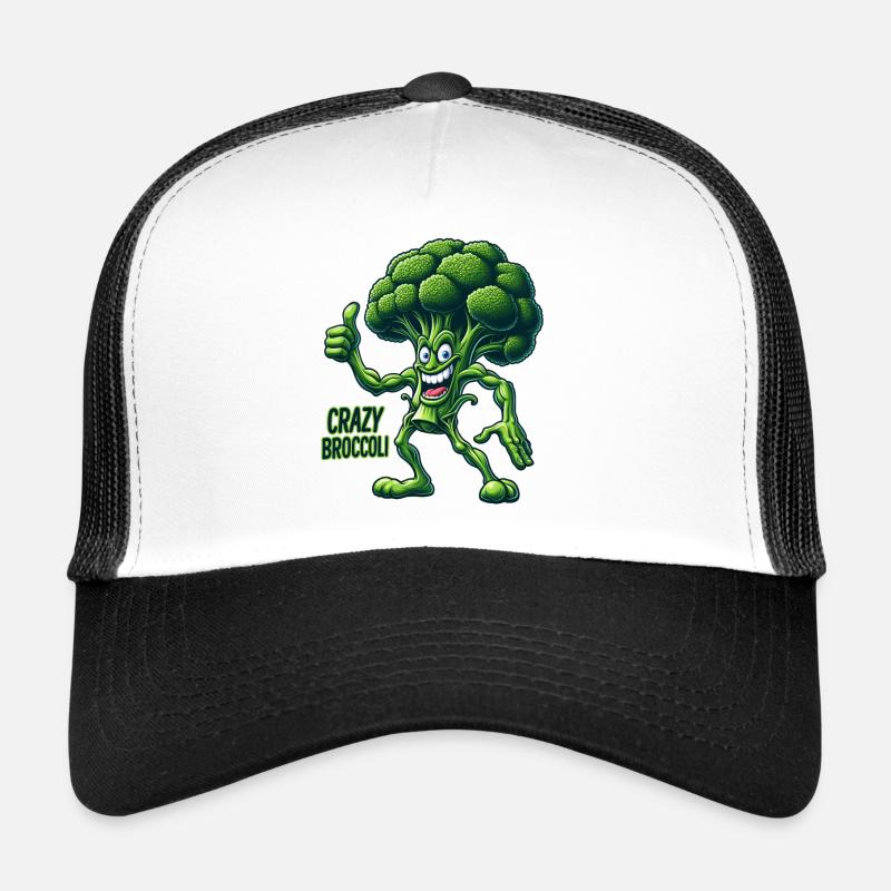 Crazy Veggies: Broccoli Bodybuilder Pro Thumbs Up Trucker Cap