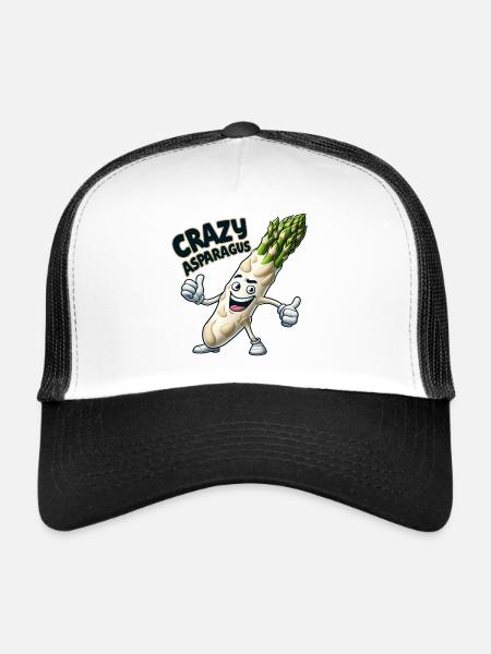 Légumes fous : Asperges Bodybuilder Pro Pouces en l’air - Casquette trucker  - blanc/noir - Devant