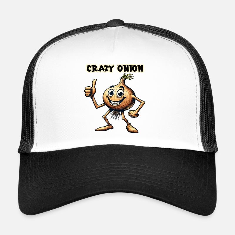 Crazy Veggies: Onion With Goatee and Thumbs Up - Trucker Cap - white/black
