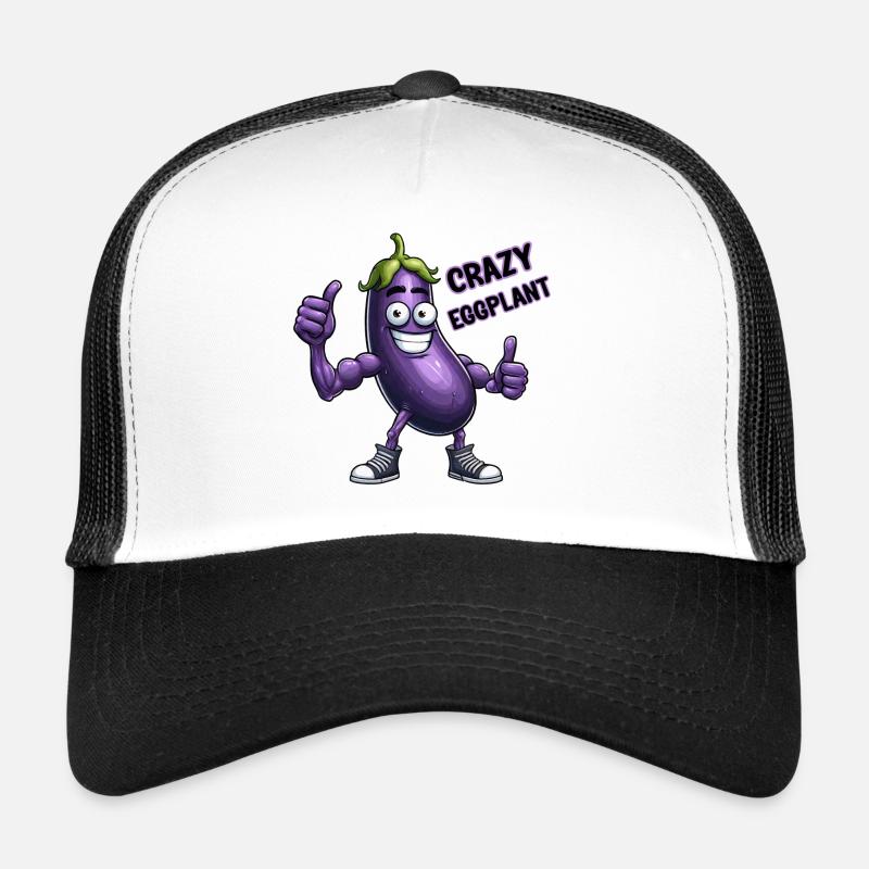 Crazy Veggies: Eggplant Body Builder Calisthenics Trucker Cap