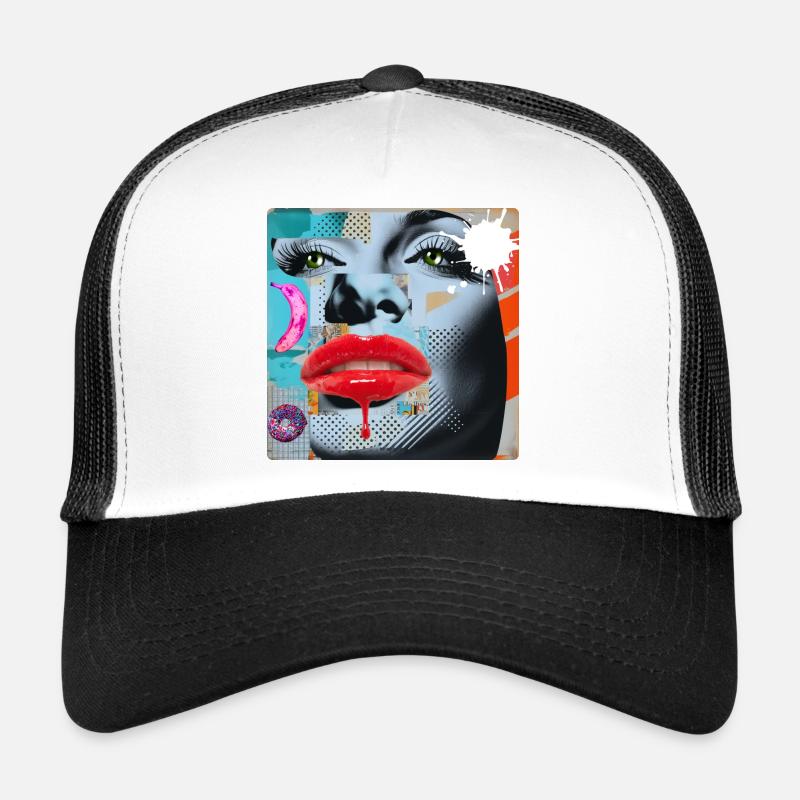 Bunte Collage Pop Art - Trucker Cap - Weiß/Schwarz