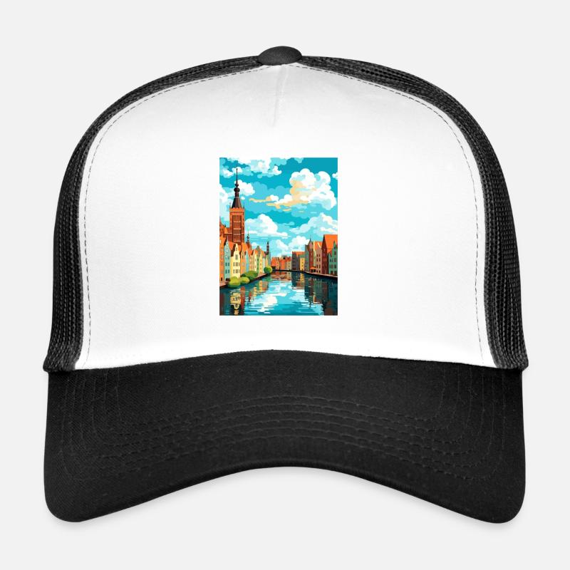 Danzig Polnische Ostseeküste Polen Reiseplakat - Trucker Cap - Weiß/Schwarz
