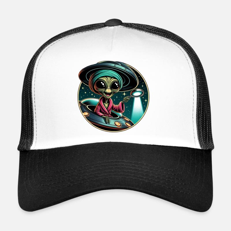 Alien detective in UFO light Trucker Cap