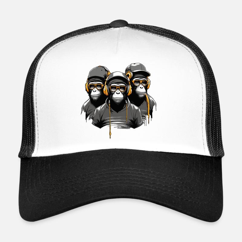 Ape Squad - Cool Monkey Trio avec lunettes de soleil Casquette trucker 