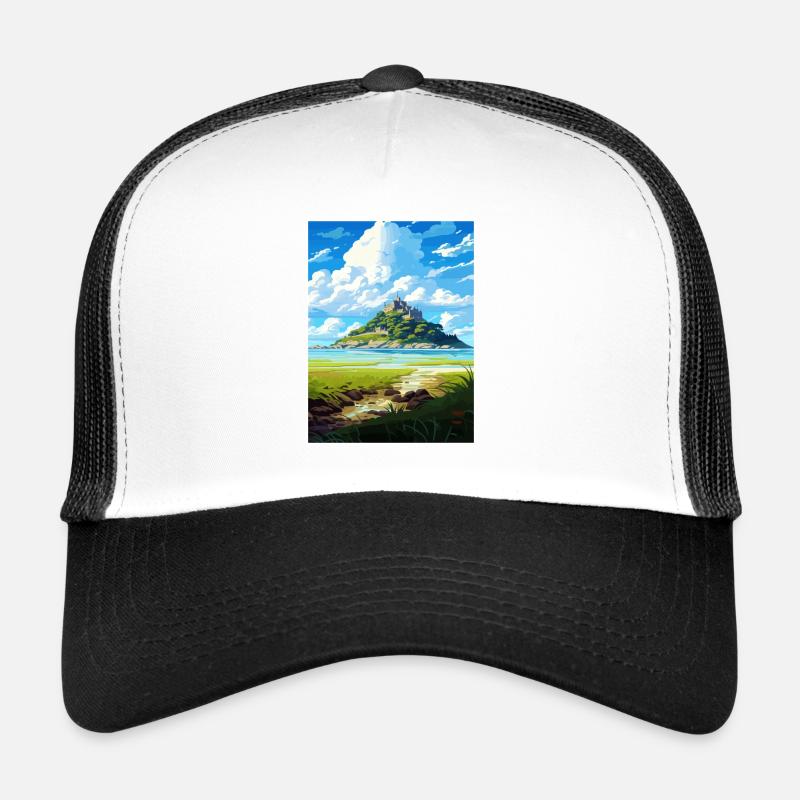 St Michaels Mount Cornwall Vintage Travel Poster Trucker Cap