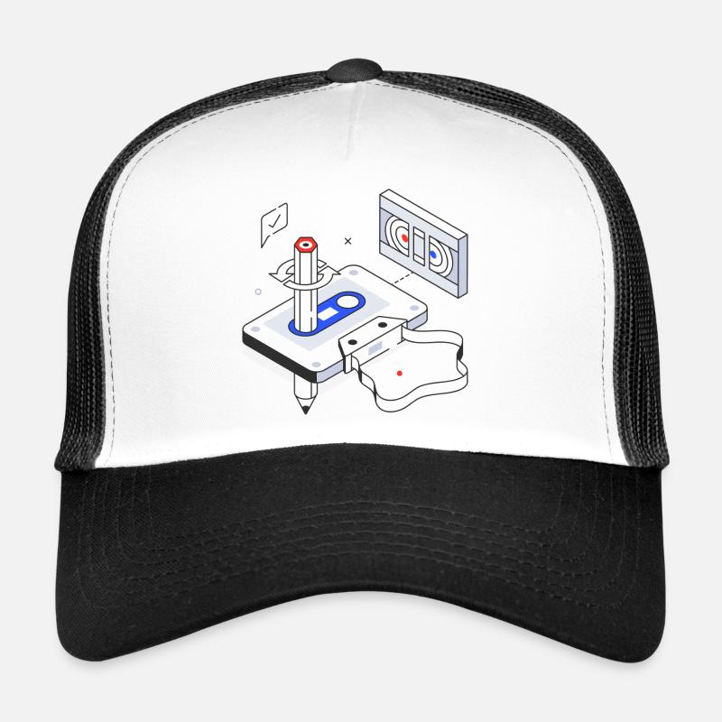 Retro, Vintage, Audiokassette - Trucker Cap - Weiß/Schwarz