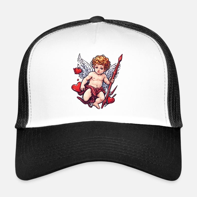 Amor / Liebe / Pfeil / Herz / Valentinstag - Trucker Cap - Weiß/Schwarz