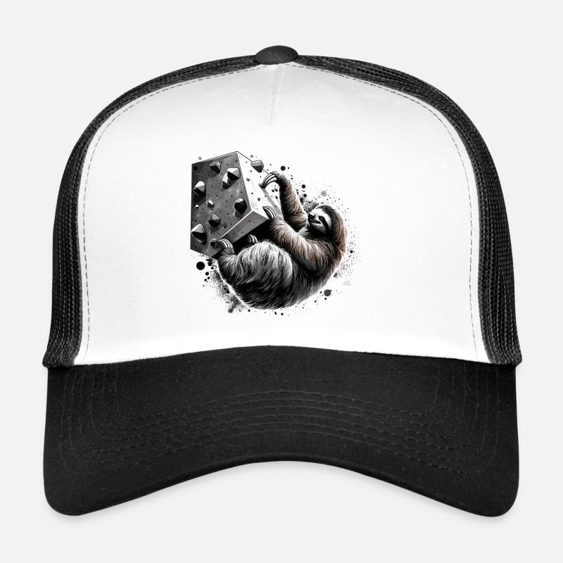 Bouldern Faultier Geschenk - Trucker Cap - Weiß/Schwarz